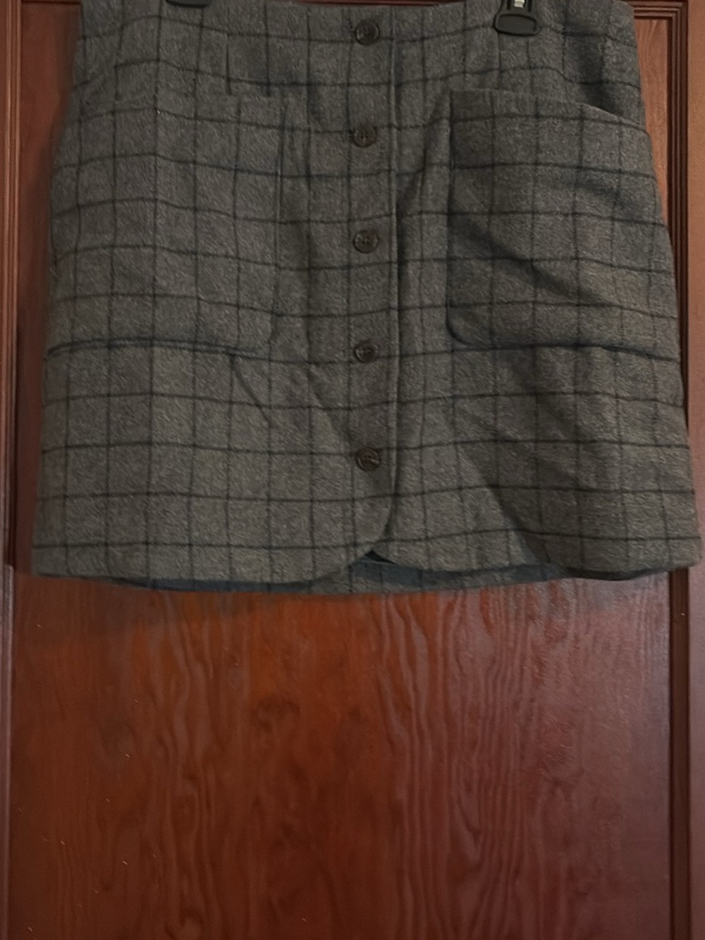 Madewell Gray Plaid Button-Front Mini Skirt